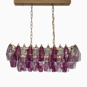 Lustre Poliedri en Verre Murano Améthyste et Verres Clairs par Carlo Scarpa, 1990s