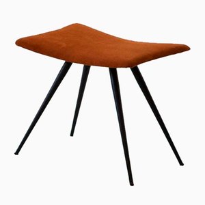 Italian Stool in Cognac Suede Leather, 1950s