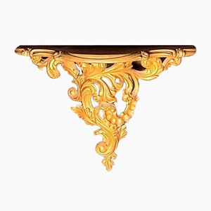 Small Baroque Wall Console in Gold Plate, 1970s