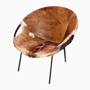 Silla Balloon de cuero de vaca atribuida a Hans Olsen para Lusch & Co., años 60