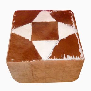 Otomana grande de piel de vaca, años 60