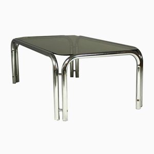 Large Coffee Table from Tubular Steel and Smoked Glass, 1980s.
