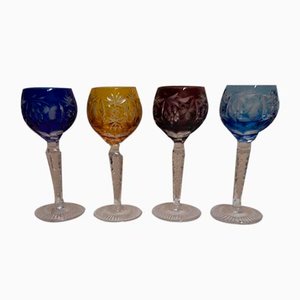 German Liqueur Glasses in Colored Cut Crystal Glass from Nachtmann, 1970s, Set of 4