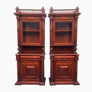 Antique Oak Buffet Cabinets, 1900s, Set of 2