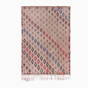 Vintage Embroidered Jajim Kilim Rug