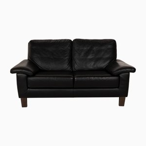 Schwarzes 2-Sitzer Ledersofa von Willi Schillig