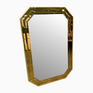Octagonal Wall Mirror with Faceted Stained Glass Rim from Schöninger, 1970s