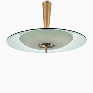 Mod. Lustre M. Laiton en Verre Ambré 1462 attribué à Max Ingrand pour Fontana Arte, Italie, 1960s