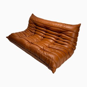 Divano a tre posti Togo in pelle attribuito a Michel Ducaroy per Ligne Roset, 1992
