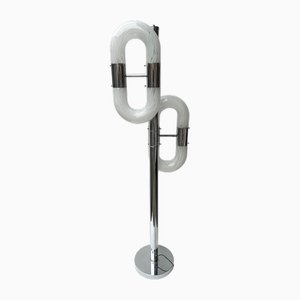 Italienische Stehlampe aus Muranoglas & verchromtem Metall, die Aldo Nason für Mazzega zugeschrieben wird, 1970er