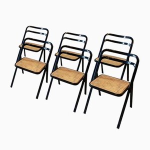 Klappstühle mit Wiener Strohhalm von G. Cattelan für Cidue, Italien, 1970er, 6 . Set