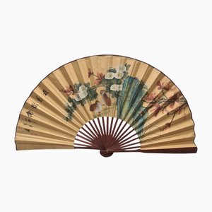 Large Vintage Chinese Fan with Birds, 1960s