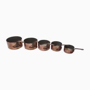 Antique French Copper Pan Set, Early 20th Century, Set of 5
