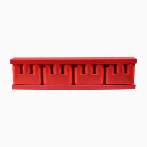 Porte-Revues Vintage Rouge en Plastique, 1980s