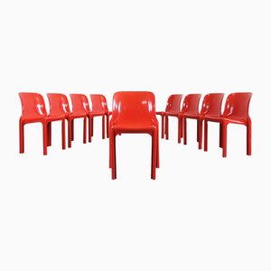 Red Selene Chairs by Vico Magistretti for Heller, 2002s, Set of 9