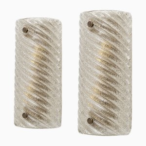 Modern Murano Glass Smoked Twisted Sconces in the style of Barovier & Toso, Set of 2