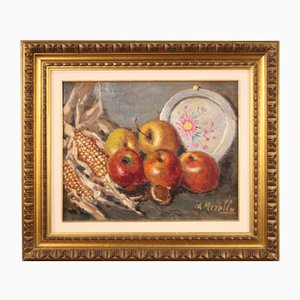A. Merello, Italian Still Life, 20th Century, Oil on Masonite, Framed