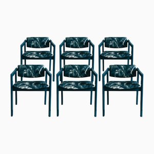 Lacquered Wood Dining Chairs, 1960s, Set of 6