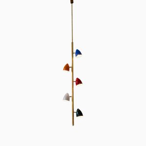 Lampada a sospensione in ottone, Italia, anni '60