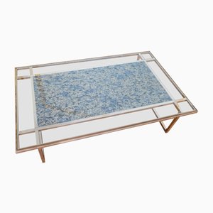 Mesa de centro de vidrio y mármol, Italia, años 70