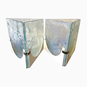 Lampade triangolari in vetro di Murano opalino di Leucos, Italia, anni '70, set di 2