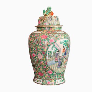 Jarrón oriental Art Déco grande de cerámica, años 40