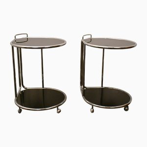 Tables de Chevet Vintage en Acier Chromé et Verre de Dux, Suède, 1990s, Set de 2