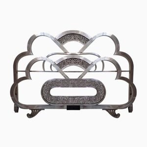 Spanisches Art Deco Doppelbett aus Nickel mit dekorativen floralen Elementen, 1930, 2er Set