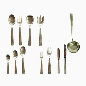 Set di posate in argento nichelato di Gio Ponti per Calderoni, anni '60, set di 89