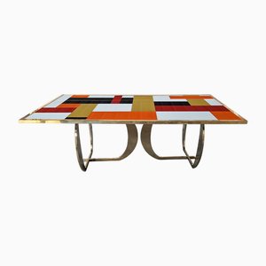 Mesa de comedor de cristal de Murano y latón, años 80