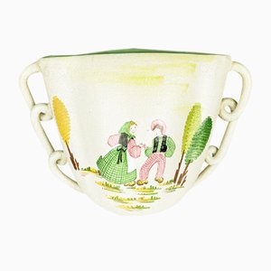 Large Mid-Century Hand-Painted Ceramic Vase by L. Poggi Assalini for Ce as Albisola, Italy, 1950s