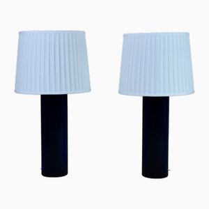 Blue Glass Table Lamps by Uno & Östen Kristiansson for Luxus, Sweden, 1960s, Set of 2