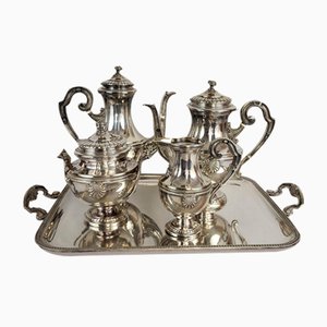 Servicio de té o café de metal plateado, 1905. Juego de 5