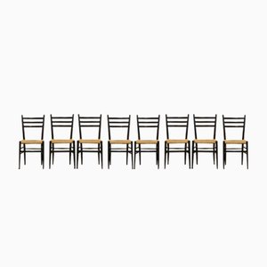 Chaises de Salle à Manger en Corde de Papier avec Sièges Tissés, Italie, 1950s, Set de 8