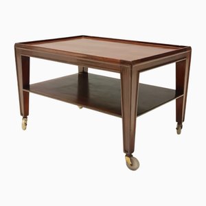 Rectangular Walnut Coffee Table attributed to Paolo Buffa with Casters, Italy, 1940s