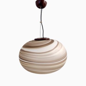 Lámpara colgante ajustable ovalada de vidrio atribuida a Ludovico Diaz De Santillana para Veart, años 70