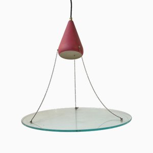 Vintage Italian Suspended Flying Disc Pendant Light, 1970s
