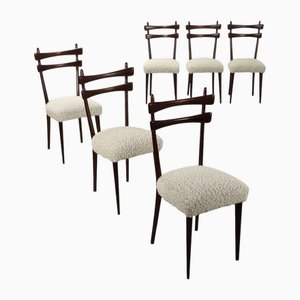 Vintage Chairs in Beech and Brass, 1950s, Set of 6