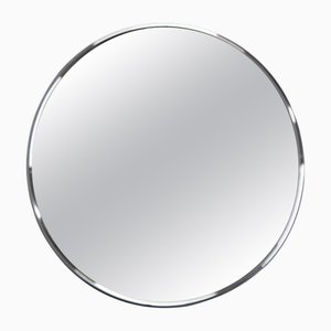 Italian Round Chrome Plated Mirror, 1970s