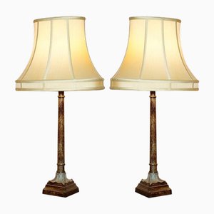 Korinthische Säulen Tischlampen aus Metall, 2er Set