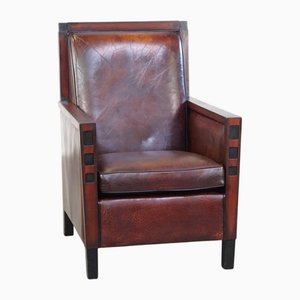 Vintage Art Deco Chair in Sheep Leather