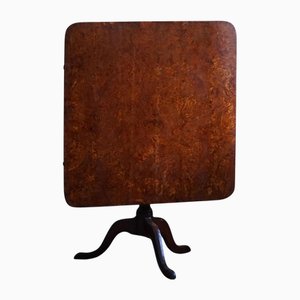 Handcrafted Square Folding Table in Burl Wood, Sweden, 19th Century