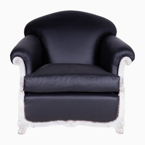 Baroque Armchair in Black Faux Leather