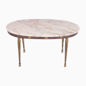 Table Basse Vintage en Marbre et en Laiton, 1950s