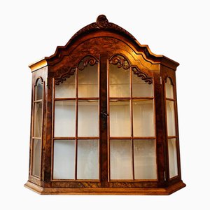Vintage Dutch Wooden Wall Display Cabinet