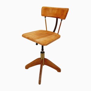 Chaise de Bureau Pivotante Bauhaus en Bois de Stoll Giroflex, 1950s