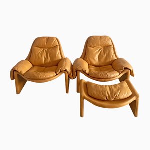 P60 Lounge Chairs with Ottoman by Vittorio Introini for Saporiti, 1960s, Set of 3