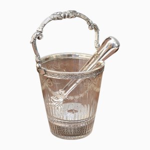 Silver Plated Ice Bucket & Tong, 1900, Set of 2