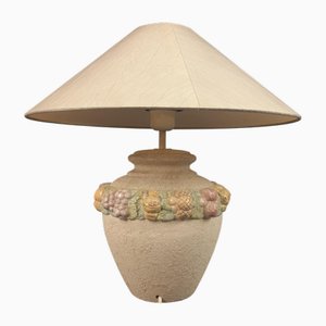 Tischlampe aus Keramik mit Beigefarbenem Lampenschirm Fruits in Vintage Relief von Bitossi für Bitossi, 1960er