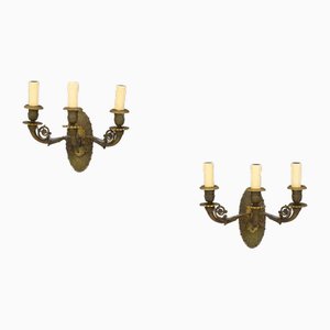 Bronze Wandlampen, 1900, 2er Set